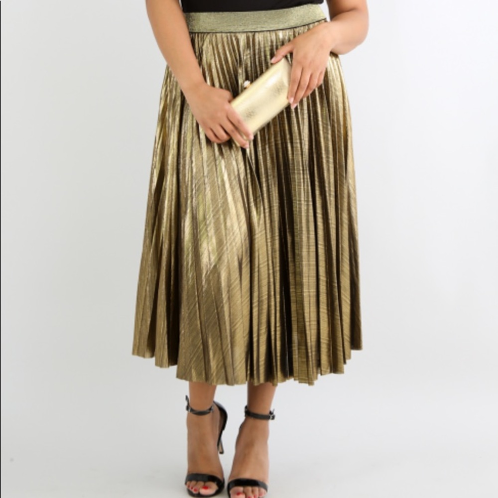 Pleated Metallic Skirt 3XL